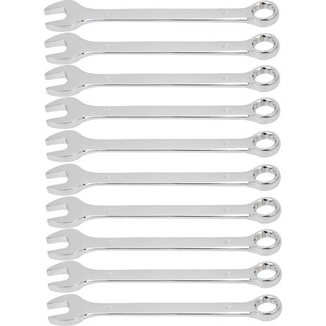 Clé mixte à cliquet 15mm, jeu de 10 outils industriels double extrémité, clé plate à rochet pour mécanique, acier robuste, usage professionnel. (1/5)