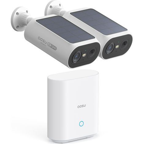 Aosu – Caméra de surveillance extérieure sans fil 3MP – Panneau solaire intégré – Vision nocturne couleur – Détecteur de mouvement – Autonomie inépuisable - AOSU 2 K (1/5)