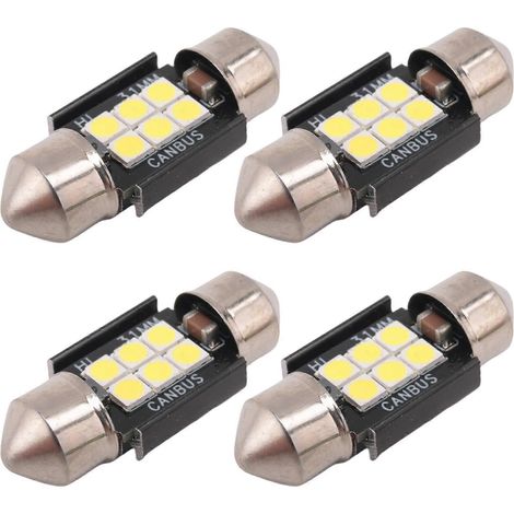 Ampoules LED 400 lumens pour éclairage intérieur de voiture (plafonnier, carte, portières, éclairage de courtoisie), culot navette 31 mm, référence DE3175 6428, blanc xénon (1/5)