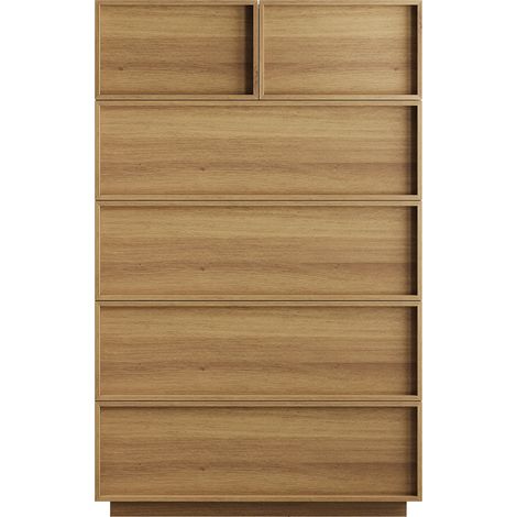 Kommode mit 6 Schubladen, Aufbewahrungsmöbel grifflos für Schlafzimmer und Flur, aus MDF, Eiche, 80×48×127 cm (1/5)