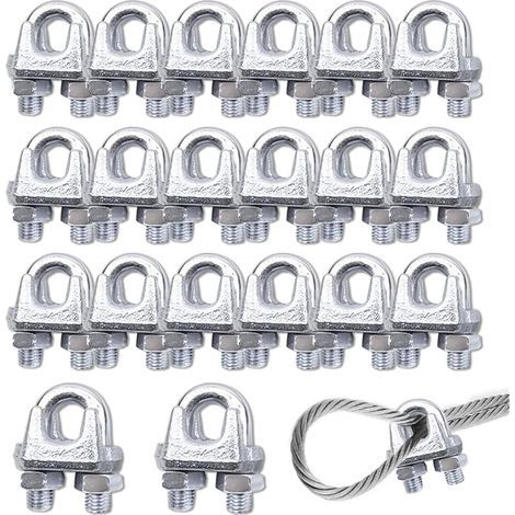 20 Pièces Serre Cable Acier 5 Mm Inoxydable 304 Din741 Serre-Câbles M5 Duplex Clips Pour Serre-Câbles 5 Mm Corde À Linge Auvent Fixe (1/5)