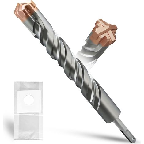 Foret SDS Plus 32 mm × 260 mm, avec 4 tranchants en carbure de tungstène, tête avec revêtement, foret à pierre, foret à béton, pour pierre, béton, pierre naturelle, mur de brique (1/5)