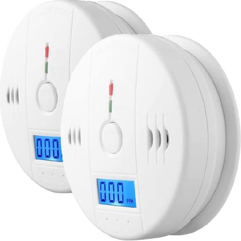 10 Year Life Carbon Monoxide Alarm,Digital Display CO Detector,Battery powered(2-pack)