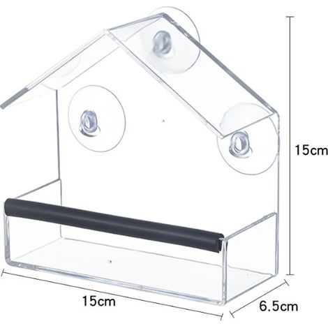 Mangeoire à oiseaux pour fenêtre - Mangeoire à ventouse transparente murale sans perçage pour cage à oiseaux - Accessoires pour animaux de compagnie (1/5)