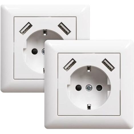 Green Mobility-Prise de courant USB encastrable 16A – Charge rapide 2000mA – Protection contre surcharges – Pour installation dans boîte standard