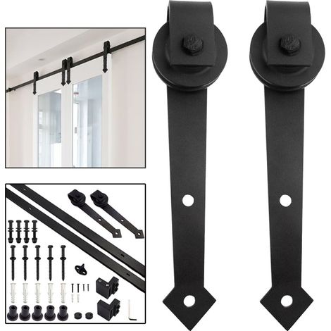 SWANEW Set di montaggio per sistema di ante scorrevoli binario di scorrimento per ante scorrevoli in legno ferramenta per ante scorrevoli 183/200cm (1/5)