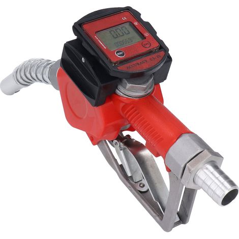 Injecteur automatique rouge 25mm, raccord BSP 1 pouce, arrêt automatique, alliage aluminium, diesel/essence, débit max 60 L/min, batterie intégrée, modèle amélioré GS10634. (1/5)