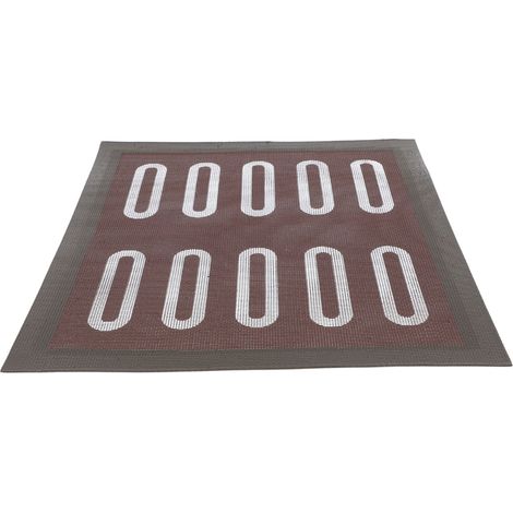 Tapis de cuisson noir creux en fibre de verre résistant à la chaleur, antiadhésif et réutilisable, pour pain ovale. (1/5)
