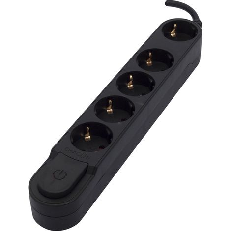 Multiprise Design Schuko 5x16A - 1,5 m - Noir - Chacon