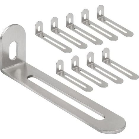 Lot de 10 équerres de fixation en L argentées, 32 x 80 mm Pour meubles en bois, avec vis (1/5)