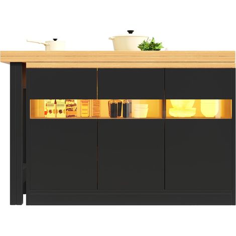 Meuble de rangement 120-180 cm éclairage led rotation 360° longueur réglable rangement intégré design moderne structure extensible (1/5)