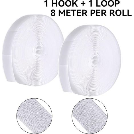 Ruban auto agrippant double face x adhésif de fixation au dos 20 mm 8 m Blanc (1/5)