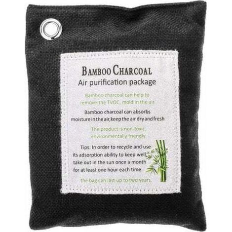 Confezione da 200 g di carbone di bambù – Assorbe odori e umidità – Non tossico – Per casa, auto e armadi (1/5)