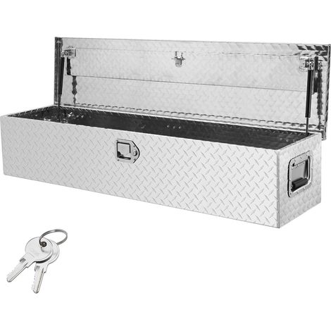 Boîte à Outils pour Camion en Aluminium 121,9 x 38,1 x 38,1 cm Coffre de Benne de Pick-up Verrouillable avec Clés et Poignées Latérales pour Rangement de Benne de Voiture Camping-car Remorque (1/5)