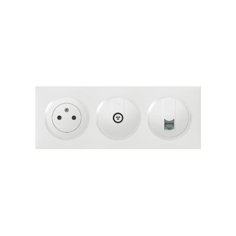 Legrand - Dooxie - PC 2P+T + 1 Prise TV + 1 Prise RJ45 Cat.6 STP + Plaque - Blanc - Ref. : 600335+600351+600376+600803 (1/5)