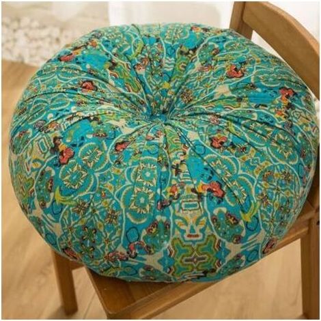 Coussin de Sol Coussin Chaise Style Boho, Carré Coussin Rond Coussins de Jardin Coussin Sol Tatami pour Yoga Méditation Tea Party (Rond - Vert) (1/4)