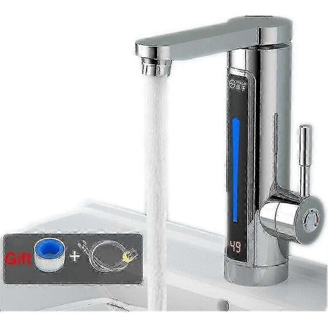 Robinet électrique instantané avec chauffe-eau, robinet de cuisine et salle de bain argenté (1/2)