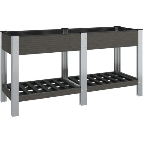 Garden Raised Bed with Shelf Grey 175x50x75 cm WPC vidaXL (1/5)