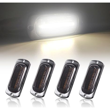 4 Feux de Position Latéraux Arrière Noir Semi Transparent, Feux de Gabarit pour Remorque 12 V/24 V, Feux de Position Latéraux LED pour Caravanes, Fourgonnettes, Camions (lumière blanche) (1/5)