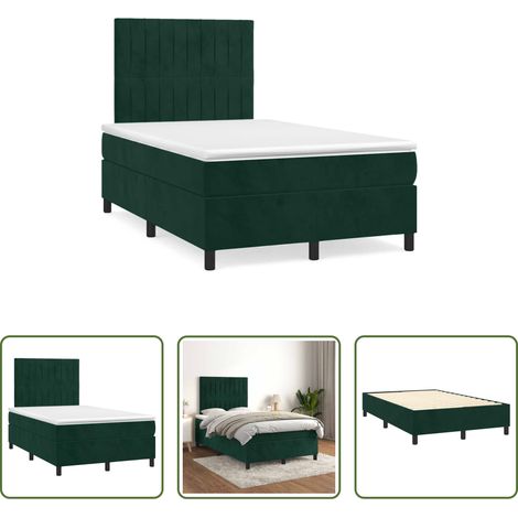 Samtbett - Boxspringbett mit Matratze Dunkelgrün 120x190 cm Samt (1/5)