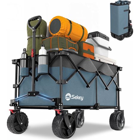 Sekey – Chariot pliable XXL 200L – Charge max 200 kg – Roues tout-terrain 7 pouces – Tissu Oxford 600D déperlant – Pliage facile à une main (1/5)