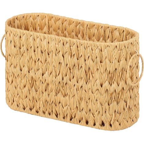 Panier de Rangement pour Papier Toilette, Panier Rangement pour 6 méga Rouleaux, Porte-Papier Toilette pour Accessoires de Salle de Bain, Porte-revues et Porte-journaux sur Pied - Jaune (1/5)