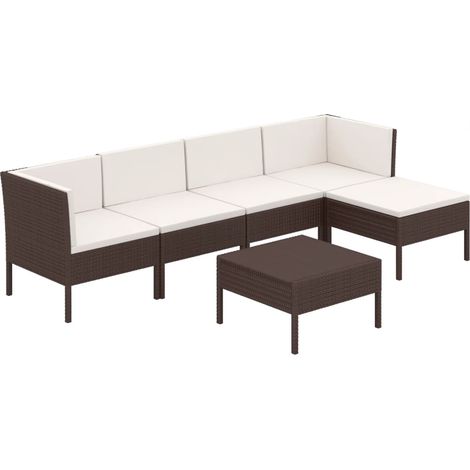 Maison Exclusive - 6-tlg. Garten-Lounge-Set mit Auflagen Poly Rat (1/5)