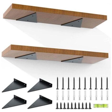 4 Pièces Supports d'étagère Flottants, Supports à Tablettes Muraux Triangulaires Invisibles, Equerre Etagere Murale Métal pour étagère