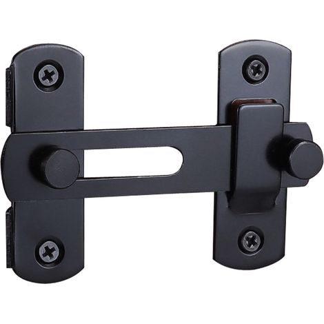 Confezione da 2 serrature per porta del fienile, chiusura scorrevole a 180 gradi per porta del fienile, porta scorrevole, porta per animali domestici, garage, bagno, finestra, esterno (nero)