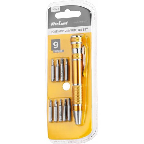 Destornillador de precisión Rebel de 9 puntas, práctico y de bolsillo, SL/PH/Torx (1/3)