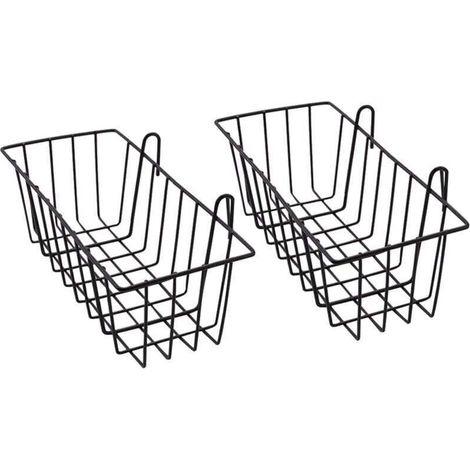 Paquet de 2 Paniers Métalliques Suspendus pour Panneau Grille Murale, Panier Rangement Mural en Grille, Présentoirs à Cuisine, Maison (1/4)
