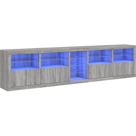 Credenza con Luci LED Grigio Sonoma 283x37x67 cm vidaXL