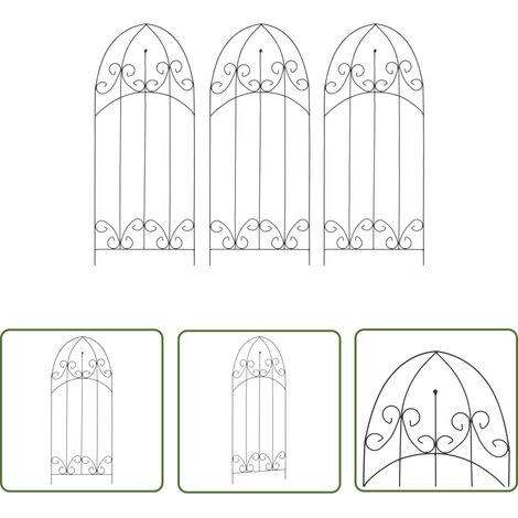The Living Store Supports pour plantes grimpantes 3 pcs Noir 40x100 cm Fer - Support Plante Grimpante - Support Fleur - Jardinerie - Décoration Extérieur - Jardin Vertical (1/5)