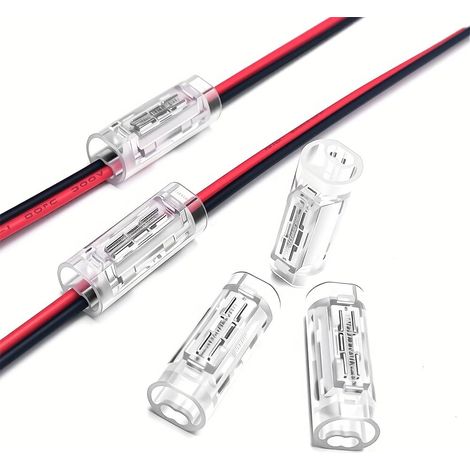 2-poliger Kabelverbinder – Lötfreier Schnellverbinder für 18–20 AWG (0,5–0,75 mm²), Zweiadriger Draht-zu-Draht Verbinder, Transparentes PC-Gehäuse, für KFZ- und Industrieverkabelung, 10 Stück