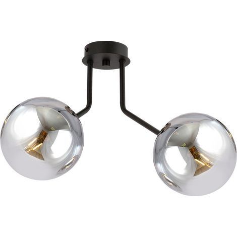 Lampada a Soffitto Nova, Acciaio verniciato a polvere, Vetro, Nero, Grigio, 37x36x14 cm (1/5)