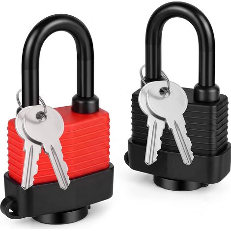 Cadenas en laiton avec gaine en plastique imperméable, clé, étanche, résistant aux intempéries, cadenas avec la même clé, pour l'extérieur, la clôture de garage (2) (1/5)