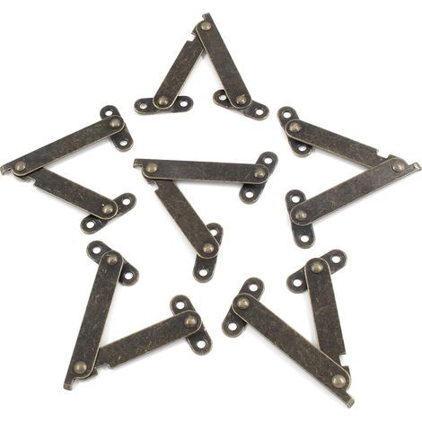 Set aus 6 klappbaren Scharnieren, antikes Messing, drehbar aus Eisen für Schrank, Truhe, Schrank (gefaltete Länge: 6,35 cm, Breite: 9,5 cm, 10 mm) (1/5)