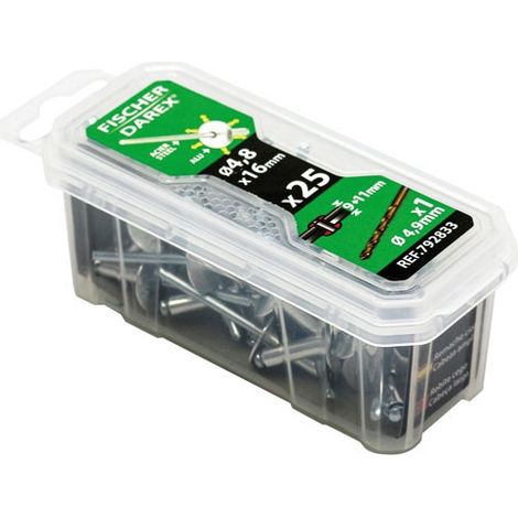 Blindnieten 4,8x16 x 25 Stück mit breitem Kopf – Fischer Darex