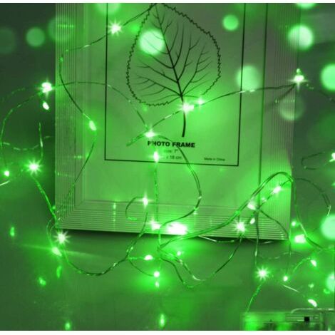 Luci a stringa LED, 1 m, 10 micro LED, decorazioni natalizie, alimentate da una batteria a bottone CR2032, ideali per feste, giardino, Natale, Halloween e matrimoni (verdi), confezione da 20.
