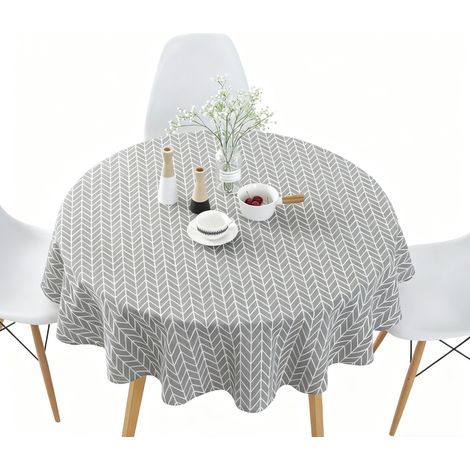 Runde Baumwolltischdecke 120 cm - JINFGERNE - wasserabweisend, pflegeleicht und elegant für Esstisch, Wohnzimmer oder Terrasse (1/5)