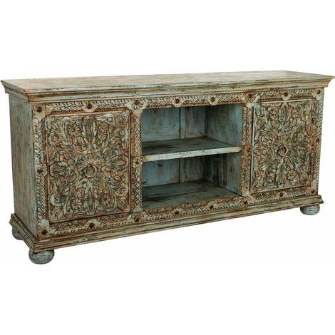 Aparador de madera verde 165x45x76 cm (1/5)