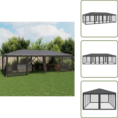 Partyzelt mit 12 Mesh-Seitenteilen Anthrazit 8x4 m HDPE - Partyzelt - Partyzelte - Faltzelt - Zelt (1/5)