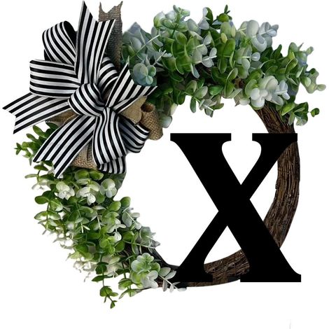 (X) Willkommensschild mit 26 Buchstaben A-Z, Eukalyptuskranz und Schleife, Türschild (1/2)