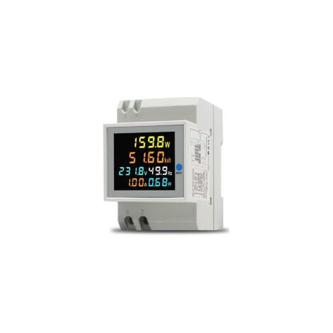 Contatore di energia monofase, contatore elettrico digitale CA 40-300V 100A, wattmetro monofase, contatore per guida DIN, watt, kWh, voltmetro, amperometro - Crezuo