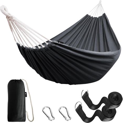 Hamac d'extérieur de Camping, en Plein air Portable en Toile, Léger avec Sangles respectueuses des Arbres, Sac de Transport, Parfait pour Le Jardin, Balcon, Patio, la Plage, Randonnée (1/4)