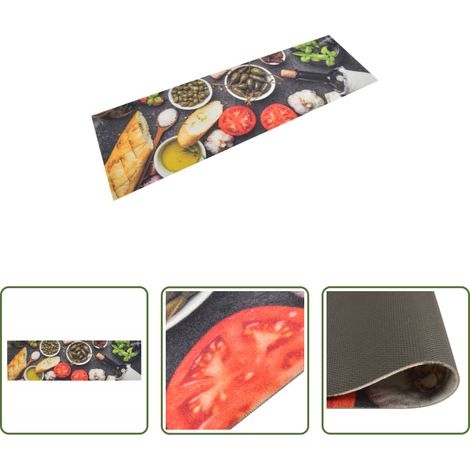 vidaXL Waschbarer Teppich - Küchenteppich Waschbar Wein & Essen 45x150 cm Samt (1/5)