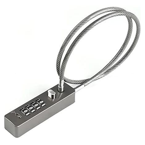 Kabelschloss – 60 cm langes Stahlseil – 4-stelliger, zurücksetzbarer Zahlencode – Für Fahrräder, Spinde, Schränke, Kleiderschränke und Zäune – 1 Stück (1/5)
