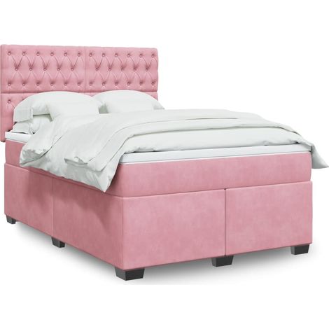 Boxspringbett mit Matratze Rosa 140x200 cm Samt