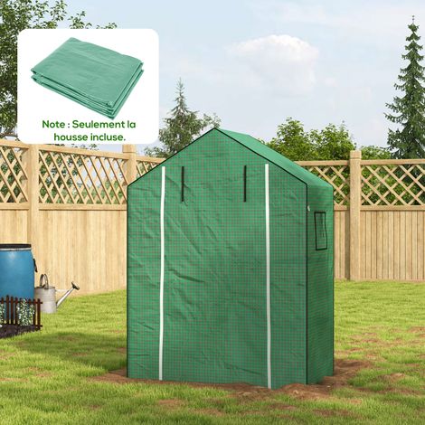 Bâche de rechange pour serre de jardin avec fenêtre (140 x 73 x 190 cm), avec porte résistante aux UV (verte) (1/5)