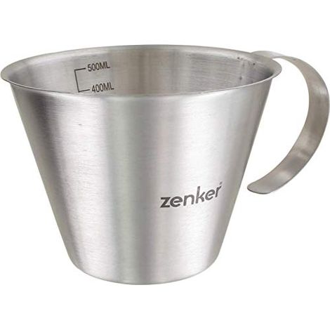 Fackelmann FCK44992 Misurino con Parte Graduata all'Interno Acciaio 12x6,8x9cm, Sybaris, (Colore: Argento), quantità: 1 Pezzo Inossidabile, Dosatore in Vetro da 500 ml (1/2)
